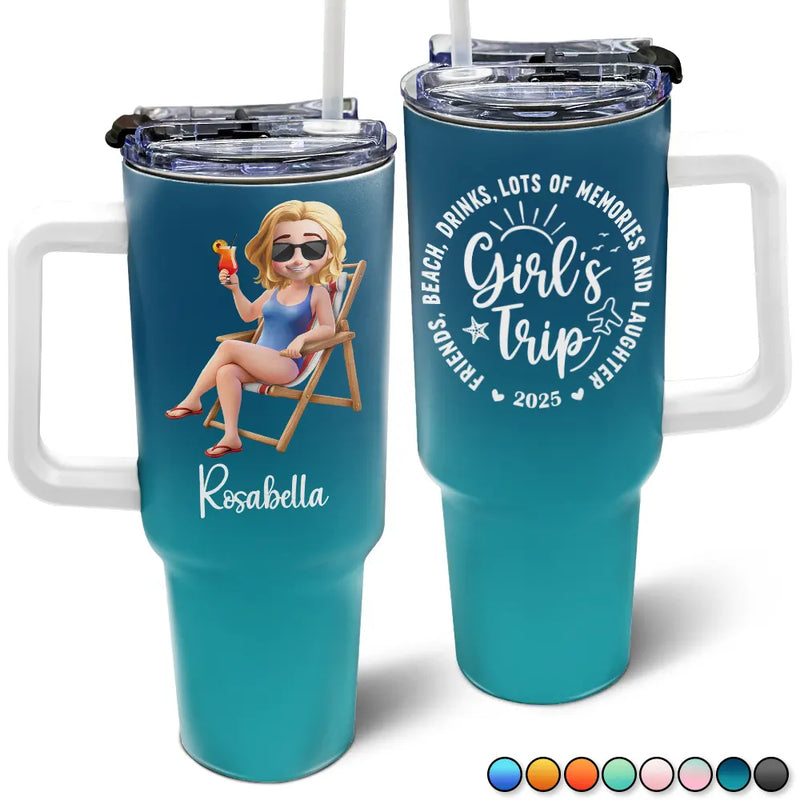 Travel,Summer,Beach,Gift For Bestie - Girls Trip Lot Of Memories - Personalized 40oz Tumbler With Straw