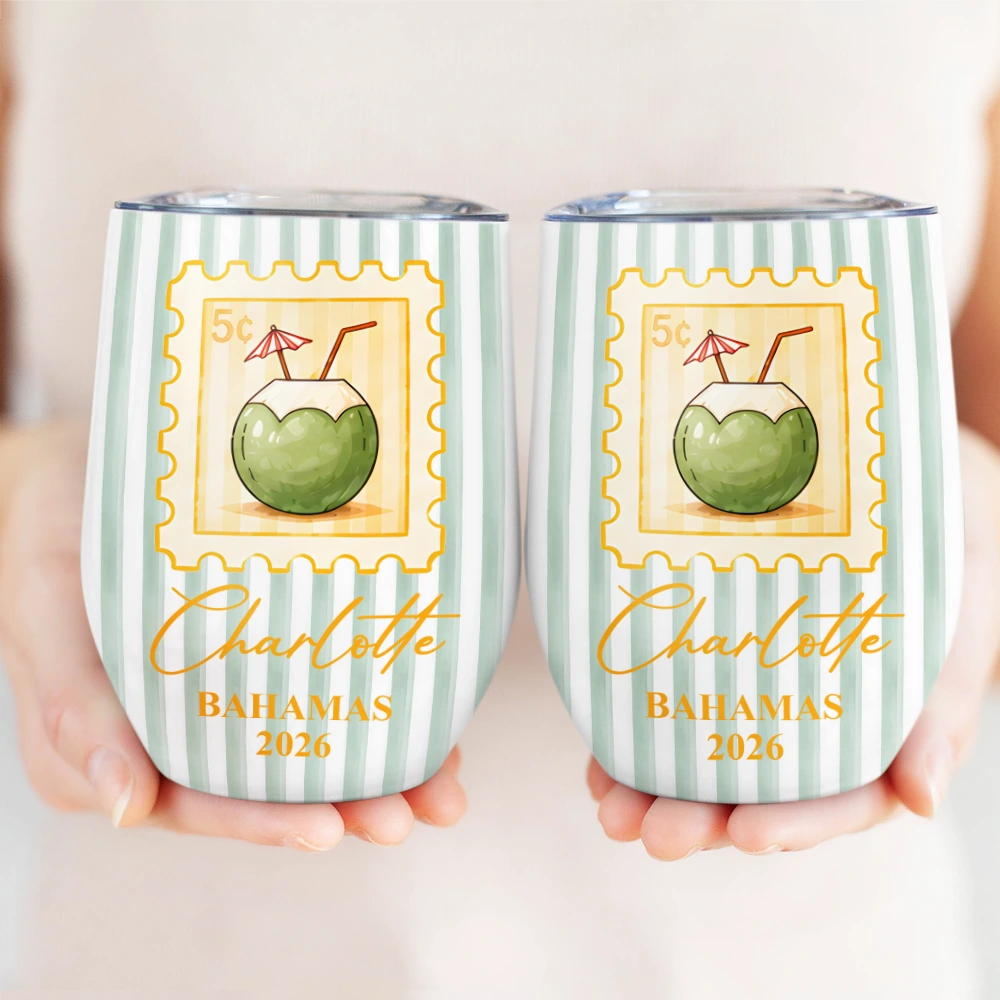 Top Market,Gift For Bestie,Beach,Summer,Icon,Happy - Girls Trip Summer Stripes Pattern - Personalized Wine Tumbler