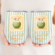 Top Market,Gift For Bestie,Beach,Summer,Icon,Happy - Girls Trip Summer Stripes Pattern - Personalized Wine Tumbler
