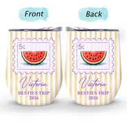 Top Market,Gift For Bestie,Beach,Summer,Icon,Happy - Girls Trip Summer Stripes Pattern - Personalized Wine Tumbler