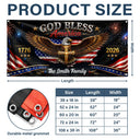 America 250th,Independence Day,Family,Proud,Custom Text - God Bless America - Personalized Horizontal Banner