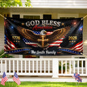 America 250th,Independence Day,Family,Proud,Custom Text - God Bless America - Personalized Horizontal Banner