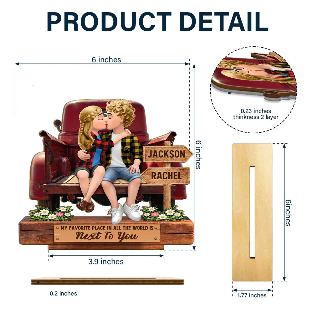 Gift For Couples, Gift For Husband, Gift For Wife, Gift For Girlfriend, Gift For Boyfriend, Love - God Blessed The Broken Road Flannel Couple - Personalized Custom Shaped 2-Layered Acrylic Wooden Plaque