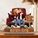 Gift For Couples, Gift For Husband, Gift For Wife, Gift For Girlfriend, Gift For Boyfriend, Love - God Blessed The Broken Road Flannel Couple - Personalized Custom Shaped 2-Layered Acrylic Wooden Plaque