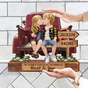 Gift For Couples, Gift For Husband, Gift For Wife, Gift For Girlfriend, Gift For Boyfriend, Love - God Blessed The Broken Road Flannel Couple - Personalized Custom Shaped Wood Sign