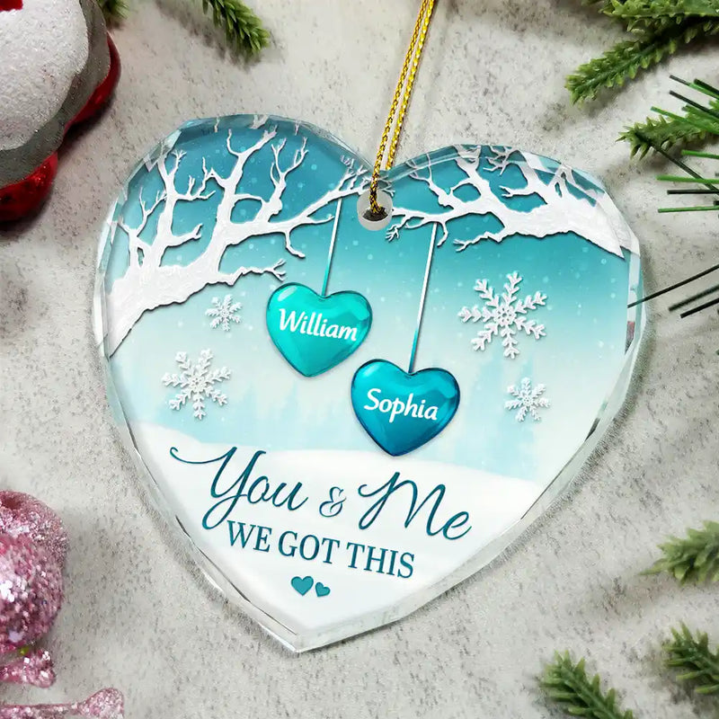 Gift For Couples, Gift For Husband, Gift For Wife, Gift For Boyfriend, Gift For Girlfriend, Christmas, Christian, Love - God Gave Me You - Personalized Heart Shaped Glass Ornament