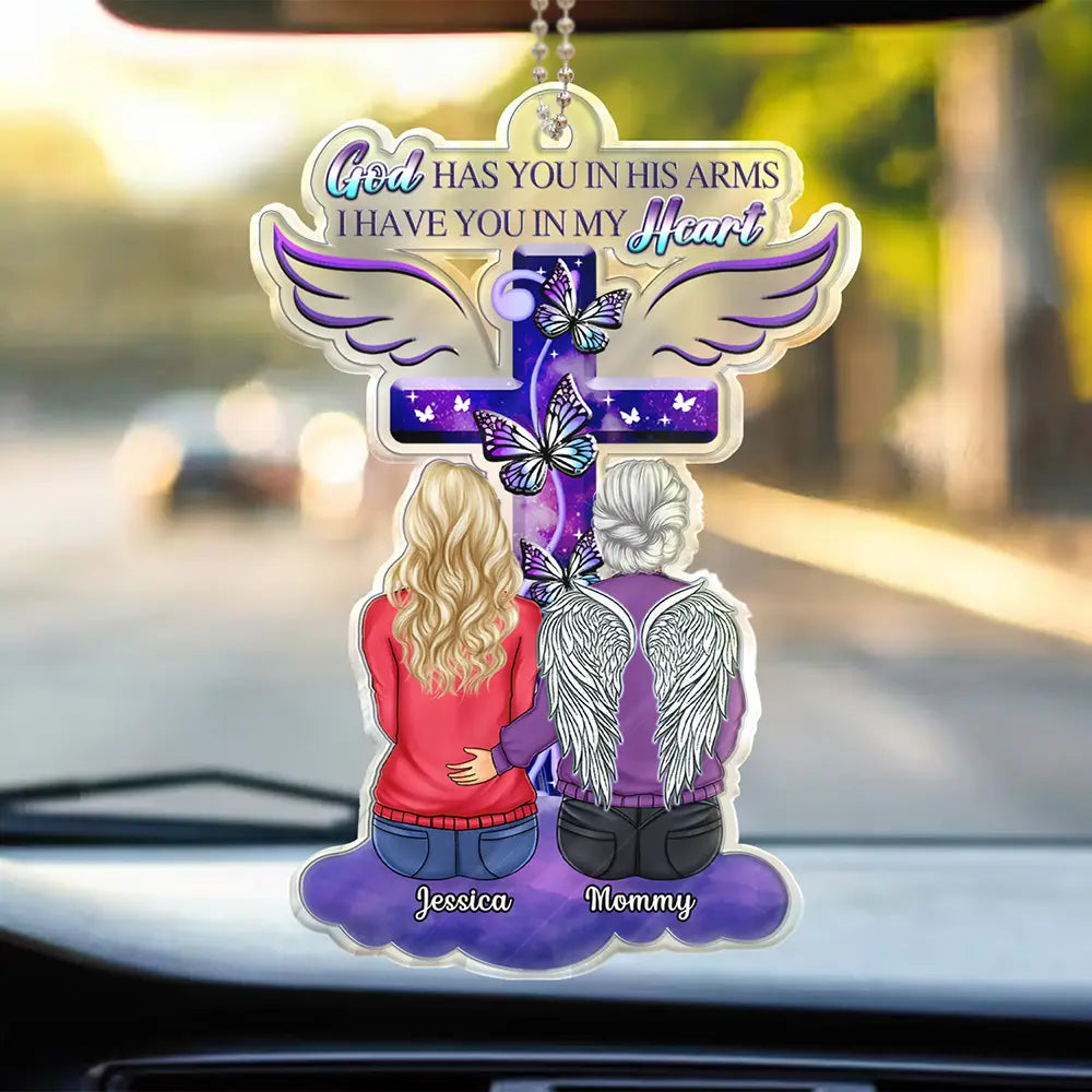 God Has You In His Arms - Personalized Acrylic Car Hanger