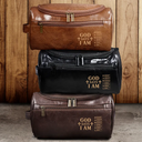 Gift For Men,Christian,Gift For Boyfriend,Gift For Husband,Gift For Uncle,Gift For Grandpa,Gift For Father,Gift For Son,Gift For Brothers,Gift For Yourself - God Says I Am - Personalized Leather Toiletry Bag