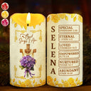 Christmas,Christian,Gift For Yourself - God Says I Am 3D Effect Flower Border - Personalized Flameless LED Candle