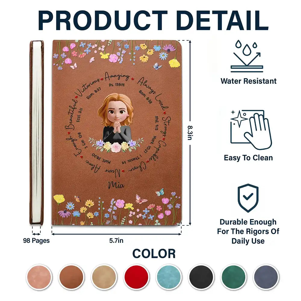 Christian,Gift For Women,Gift For Yourself,Gift For Wife,Gift For Girlfriend,Gift For Aunt,Gift For Mother,Gift For Grandma,Gift For Daughter,Gift For Sisters - God Says I Am 3D Praying Women - Personalized Leather Journal