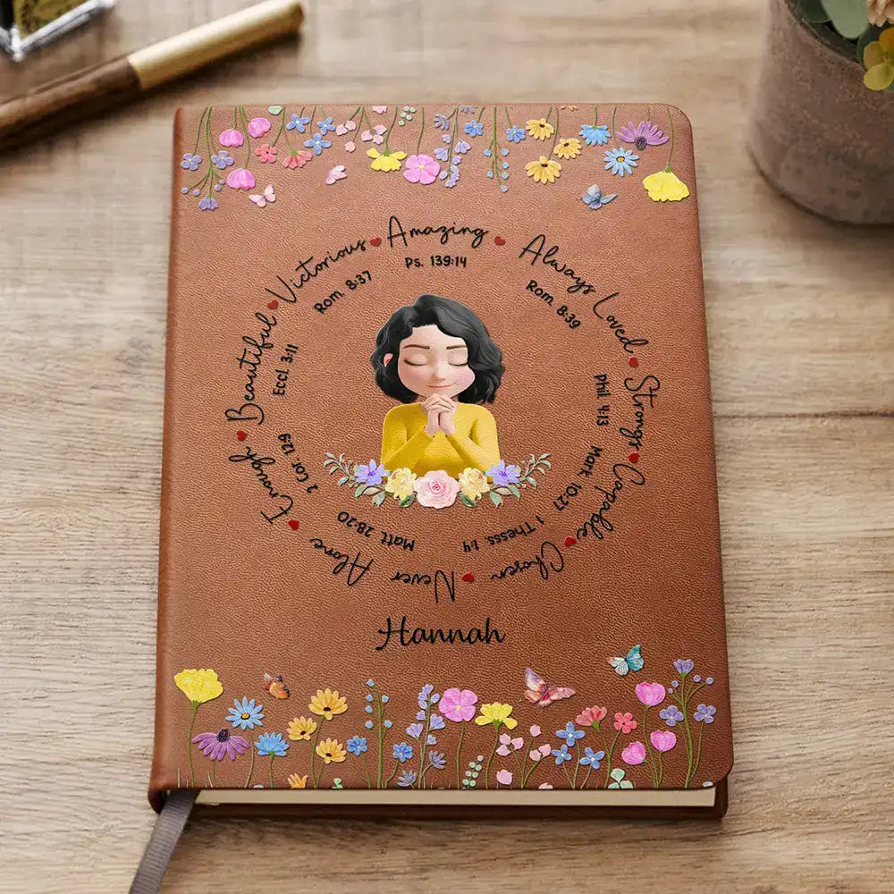 Christian,Gift For Women,Gift For Yourself,Gift For Wife,Gift For Girlfriend,Gift For Aunt,Gift For Mother,Gift For Grandma,Gift For Daughter,Gift For Sisters - God Says I Am 3D Praying Women - Personalized Leather Journal