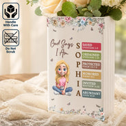 Gift For Yourself, Gift For Women, Reading, Happy, Gift For Men - God Says I Am Bible Verse - Personalized Ceramic Book Vase
