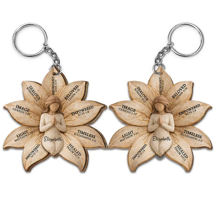 God Says I Am Bible Verse Lily Flower - Personalized Wooden Keychain