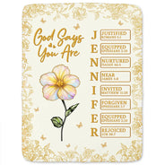 Gift For Yourself, Gift For Women, Happy, Gift For Men, Top Market - God Says I Am Birth Flower 3D Effect Name Letter In Bible - Personalized Fleece Blanket, Sherpa Blanket