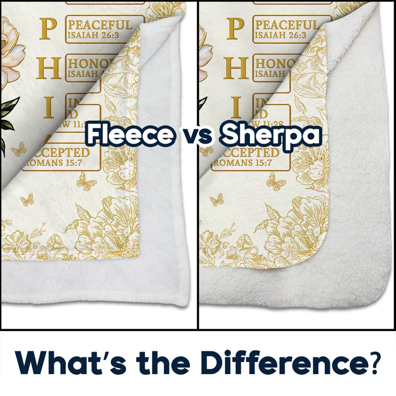 Gift For Yourself, Gift For Women, Happy, Gift For Men, Top Market - God Says I Am Birth Flower 3D Effect Name Letter In Bible - Personalized Fleece Blanket, Sherpa Blanket