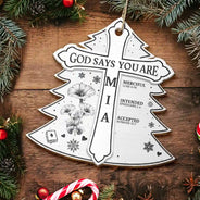Gift For Yourself, Gift For Women, Christian, Christmas, Love - God Says I Am Toile De Jouy Flower - Personalized Custom Shaped Wooden Ornament
