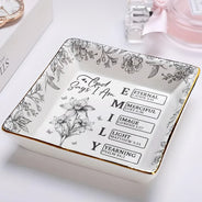 Gift For Yourself,Gift For Women,Happy - God Says I Am Toile De Jouy Flower - Personalized Ring Dish