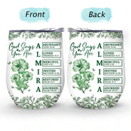 Gift For Yourself,Gift For Women,Happy - God Says I Am Toile De Jouy Flower - Personalized Wine Tumbler