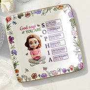 Gift For Bestie,Gift For Sisters,Gift For Yourself,Gift For Women,Happy - God Says You Are 3D Effect Woman - Personalized Ring Dish