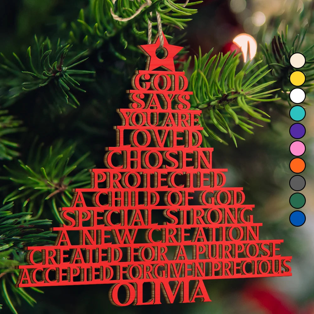 Christmas,Christian,Gift For Yourself - God Says You Are Loved Chosen - Personalized Custom Shaped Wooden Ornament