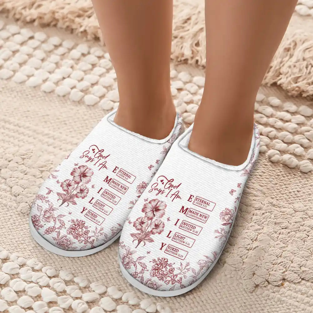 Gift For Yourself,Gift For Wife,Gift For Girlfriend,Gift For Aunt,Gift For Women,Gift For Mother,Gift For Grandma,Gift For Daughter,Gift For Sibling,Gift For Sisters,Gift For Bestie,Christian - God Says You Are Toile Style - Personalized Fluffy Slippers