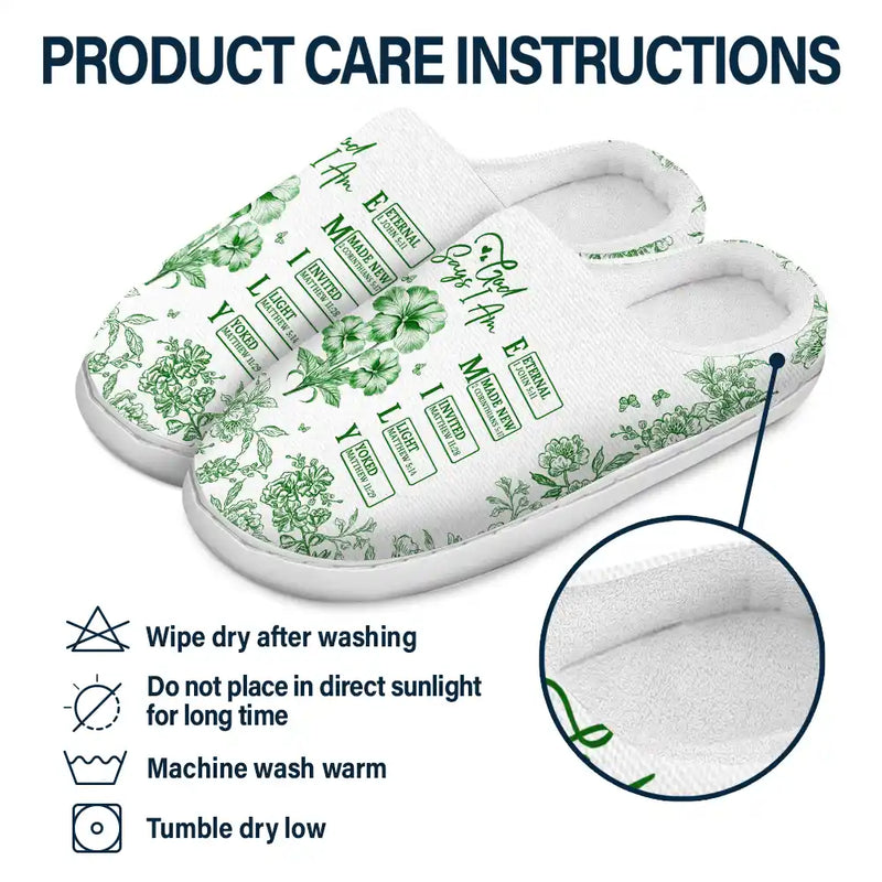 Gift For Yourself,Gift For Wife,Gift For Girlfriend,Gift For Aunt,Gift For Women,Gift For Mother,Gift For Grandma,Gift For Daughter,Gift For Sibling,Gift For Sisters,Gift For Bestie,Christian - God Says You Are Toile Style - Personalized Fluffy Slippers