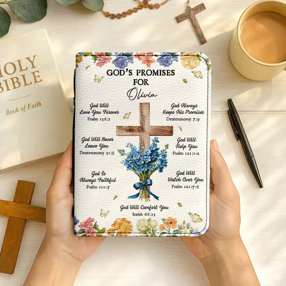 Christmas,Christian,Gift For Yourself - God's Promises Birth Flower Bouquet - Personalized Bible Cover