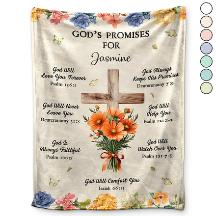 God's Promises Birth Flower Bouquet - Personalized Fleece Blanket, Sherpa Blanket