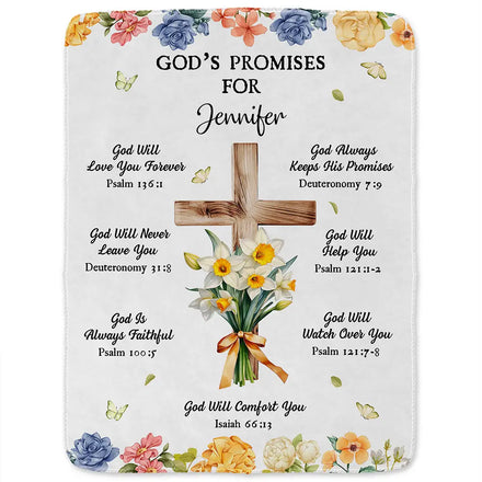 God's Promises Birth Flower Bouquet - Personalized Fleece Blanket, Sherpa Blanket
