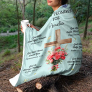 Christian,Gift For Women,Gift For Wife,Gift For Girlfriend,Gift For Yourself,Gift For Aunt,Gift For Mother,Gift For Grandma,Gift For Daughter,Gift For Bestie - God's Promises Birth Flower Bouquet - Personalized Fleece Blanket, Sherpa Blanket