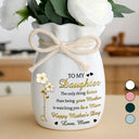 Icon,Gift For Daughter,Mom - Daughters (Adult),Grandma - Grandkids,Love - Gold Flower Infinity Watching You Be A Mom - Personalized Ribbon Tie Flower Vase