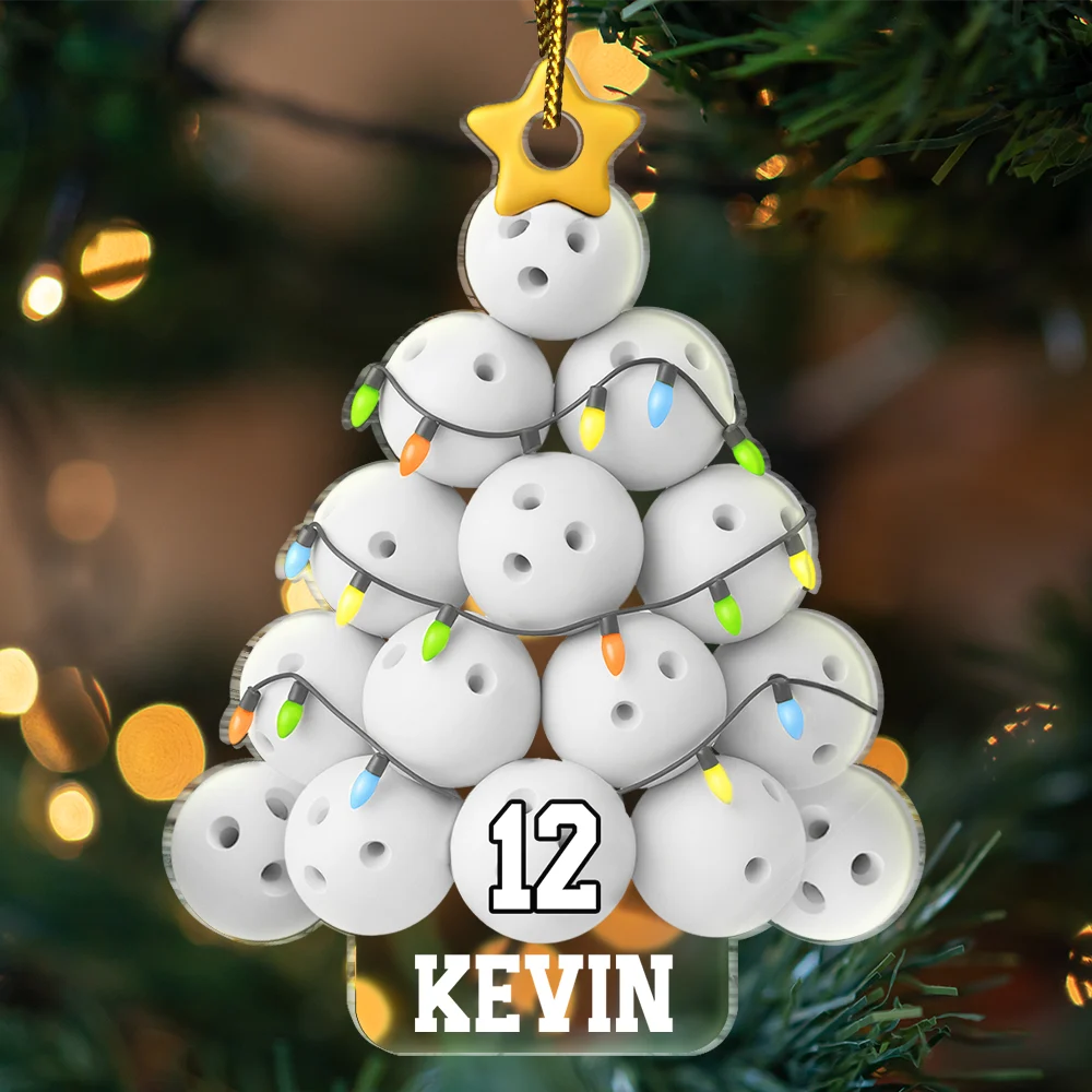Gift For Yourself, Gift For Women, Gift For Men, Baseball, Basketball, Football, Golf, Happy, Christmas - Golf Ball Christmas Tree - Personalized Custom Shaped Acrylic Ornament