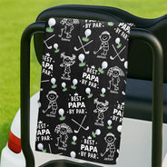 Sport Dad,Golf,Gift For Father,Stick Figure,Non-Eng,Icon,Playful - Golf Dad Best Dad By Par Kid Stick Figures - Personalized Golf Towel