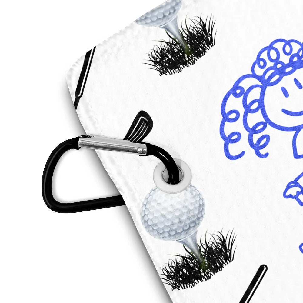 Sport Dad,Golf,Gift For Father,Stick Figure,Non-Eng,Icon,Playful - Golf Dad Best Dad By Par Kid Stick Figures - Personalized Golf Towel