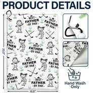 Sport Dad,Golf,Gift For Father,Stick Figure,Non-Eng,Icon,Playful - Golf Dad Best Dad By Par Kid Stick Figures - Personalized Golf Towel