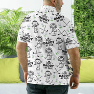 Sport Dad,Golf,Gift For Father,Stick Figure,Icon,Playful - Golf Dad Best Dad By Par Kid Stick Figures - Personalized Polo Shirt