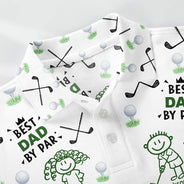 Sport Dad,Golf,Gift For Father,Stick Figure,Icon,Playful - Golf Dad Best Dad By Par Kid Stick Figures - Personalized Polo Shirt