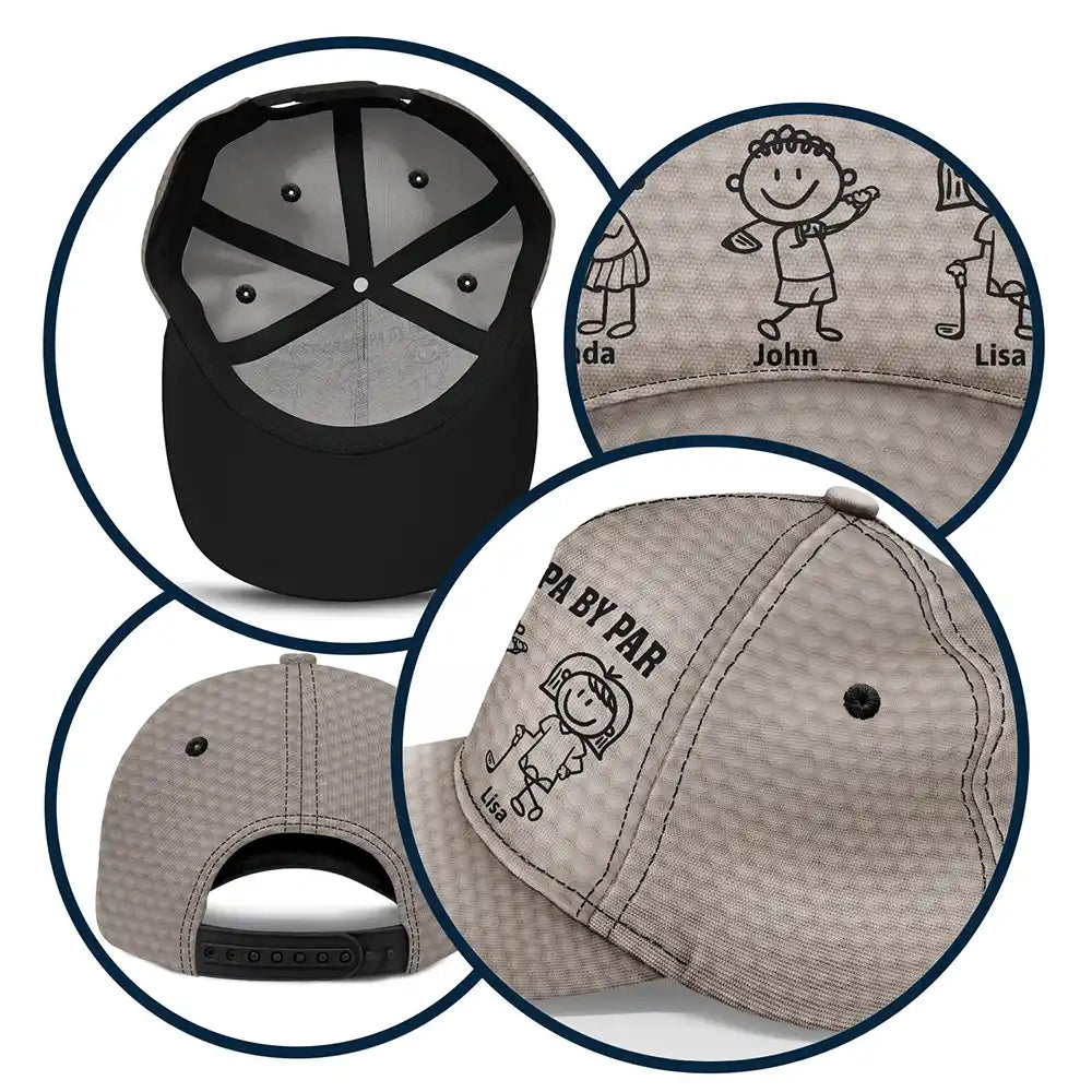 Gift For Grandpa,Gift For Father,Golf,Non-Eng,Icon,Proud - Golf Stick Figure Best Dad Grandpa By Par - Personalized Classic Cap