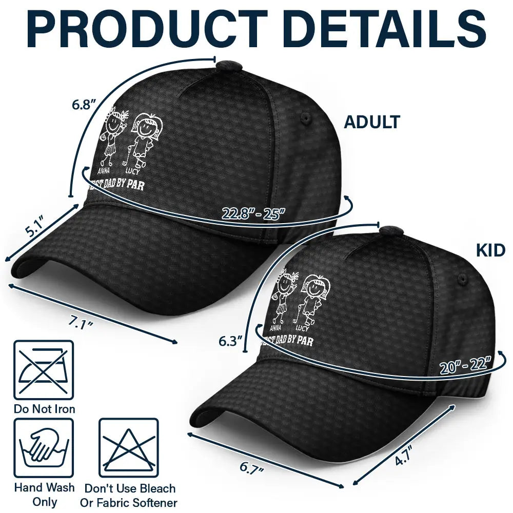 Gift For Grandpa,Gift For Father,Golf,Non-Eng,Icon,Proud - Golf Stick Figure Best Dad Grandpa By Par - Personalized Classic Cap