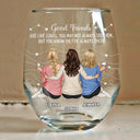 Gift For Bestie,Gift For Sisters,Happy,Old Best friends - Good Friends Are Like Stars - Personalized Stemless Wine Glass