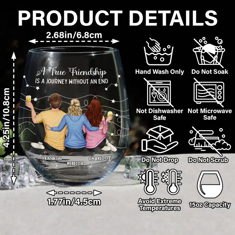Gift For Bestie,Gift For Sisters,Happy,Old Best friends - Good Friends Are Like Stars - Personalized Stemless Wine Glass