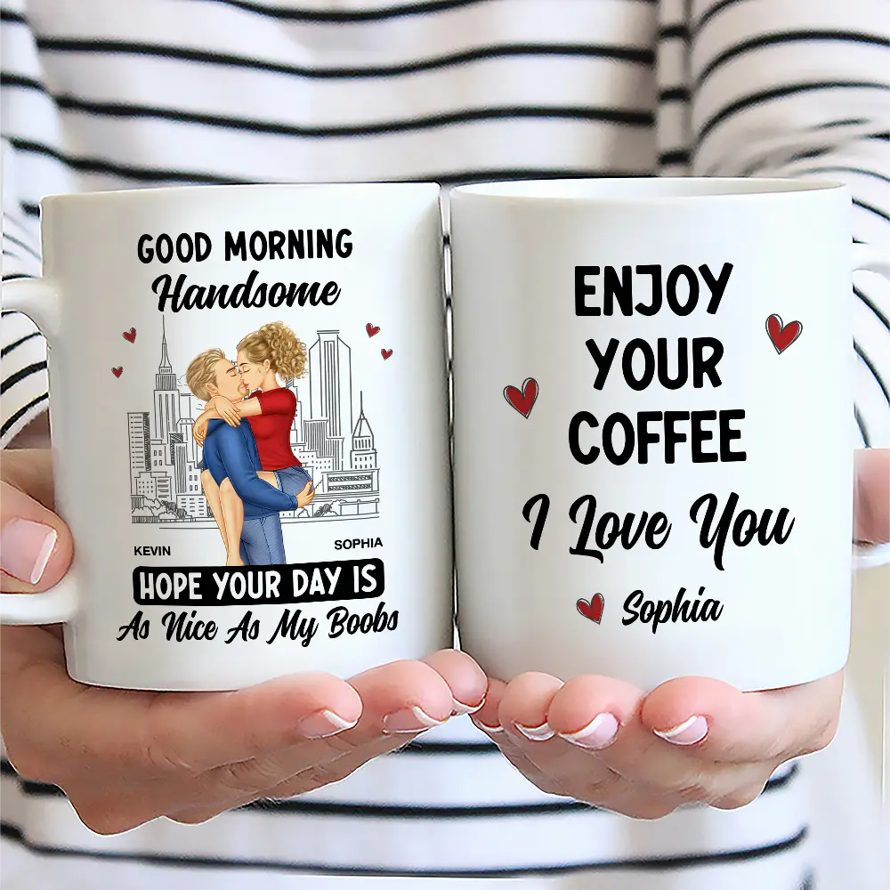 Gift For Couples,Gift For Husband,Gift For Boyfriend,Funny - Good Morning Handsome Beautiful - Personalized Mug