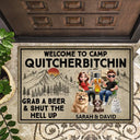 Gift For Couples,Gift For Wife,Gift For Husband,Gift For Boyfriend,Gift For Girlfriend,Camping,Funny,Campsite,Pet Lovers,Cat Lovers,Dog Lovers,Couple's Hobby - Grab A Beer And Shut The Hell Up Camping - Personalized Doormat