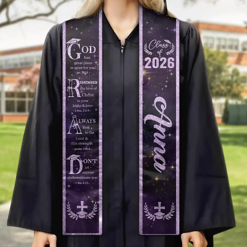 Graduation,Happy,Gift For Yourself,Gift For Women,Gift For Men,Gift For Daughter,Gift For Son,Gift For Bestie - Grad With Words Of Faith And Strength - Personalized Stoles