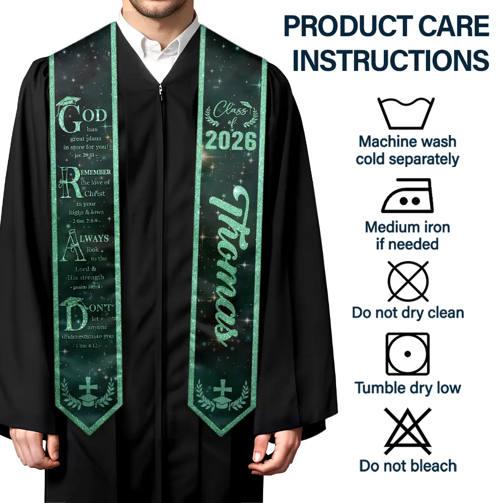 Graduation,Happy,Gift For Yourself,Gift For Women,Gift For Men,Gift For Daughter,Gift For Son,Gift For Bestie - Grad With Words Of Faith And Strength - Personalized Stoles