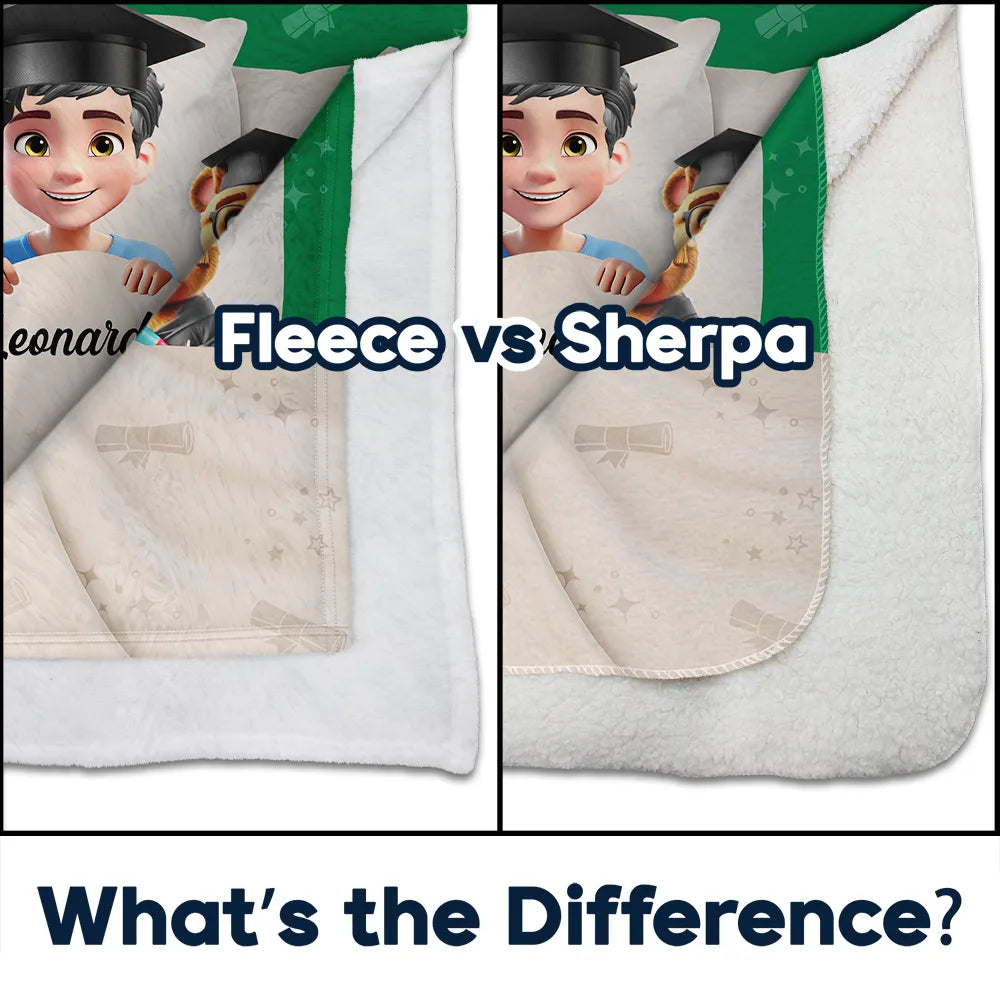 Graduation,Dad,Children,Mom,Gift For Sibling,Gift For Bestie - Graduated Can I Go Back To Bed Now - Personalized Fleece Blanket, Sherpa Blanket