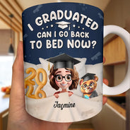 Graduation,Dad - Children,Mom - Children,Gift For Sibling,Gift For Bestie,Happy - Graduated Can I Go Back To Bed Now - Personalized White Edge-to-Edge Mug