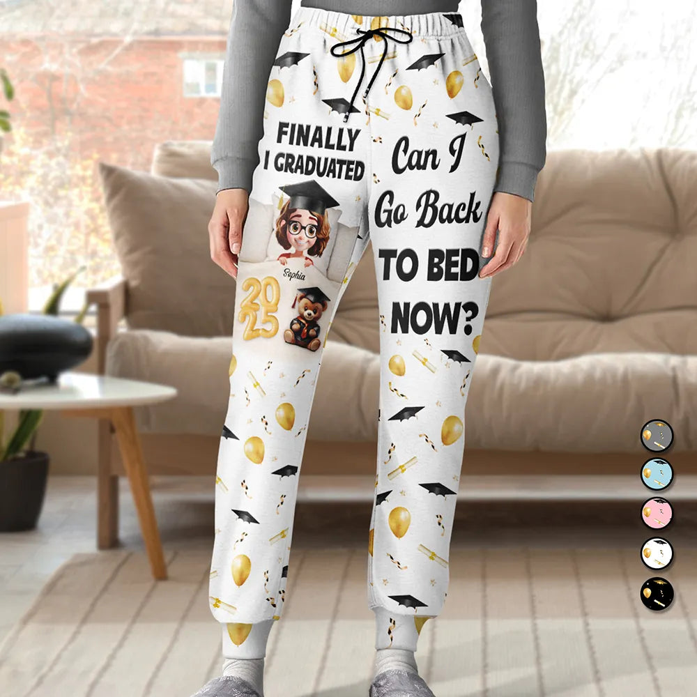 Graduation, Dad - Children, Mom - Children, Gift For Sibling, Gift For Bestie, Happy - Graduated Can I Go Back To Bed Now - Personalized Sweatpants