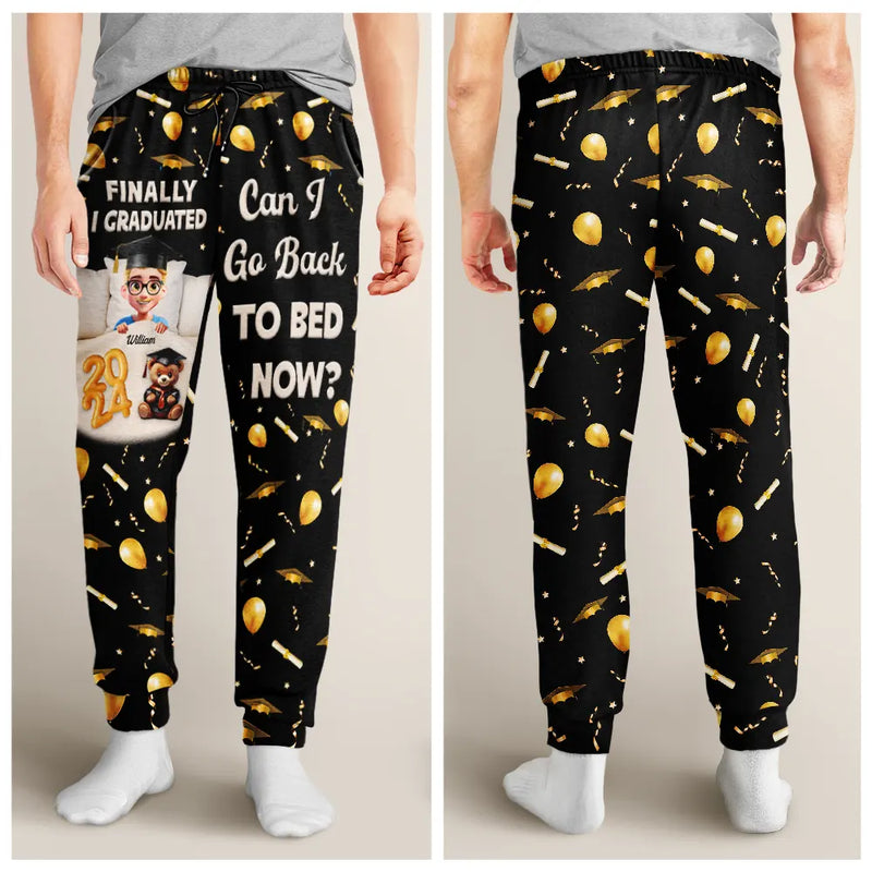 Graduation, Dad - Children, Mom - Children, Gift For Sibling, Gift For Bestie, Happy - Graduated Can I Go Back To Bed Now - Personalized Sweatpants