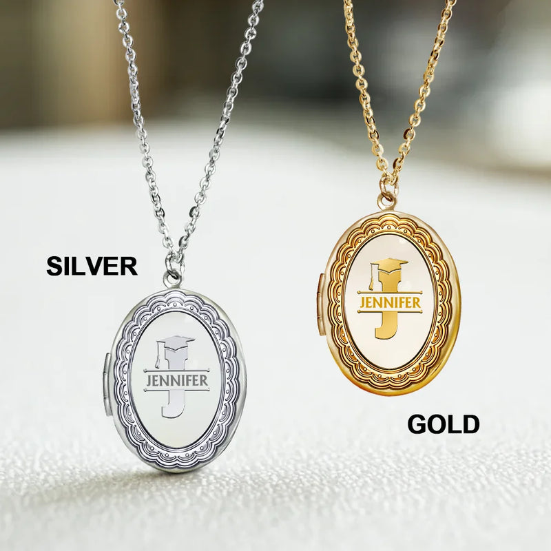 Vector,Graduation,Happy,Gift For Yourself,Gift For Women,Gift For Daughter,Gift For Sisters,Gift For Sibling,Gift For Bestie - Graduation Alphabet Letter - Personalized Locket Necklace